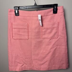 Loft NWT Pink Peach Tweed Style Front Pockets Pencil Mini Skirt 4 Tall Office